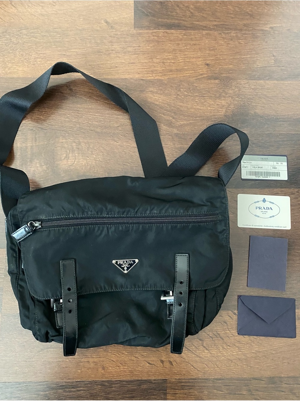 Prada Black Nylon Messenger Bag - Classic Logo Crossbody